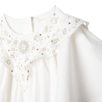 Blouse froncée en popeline de coton - Offwhite