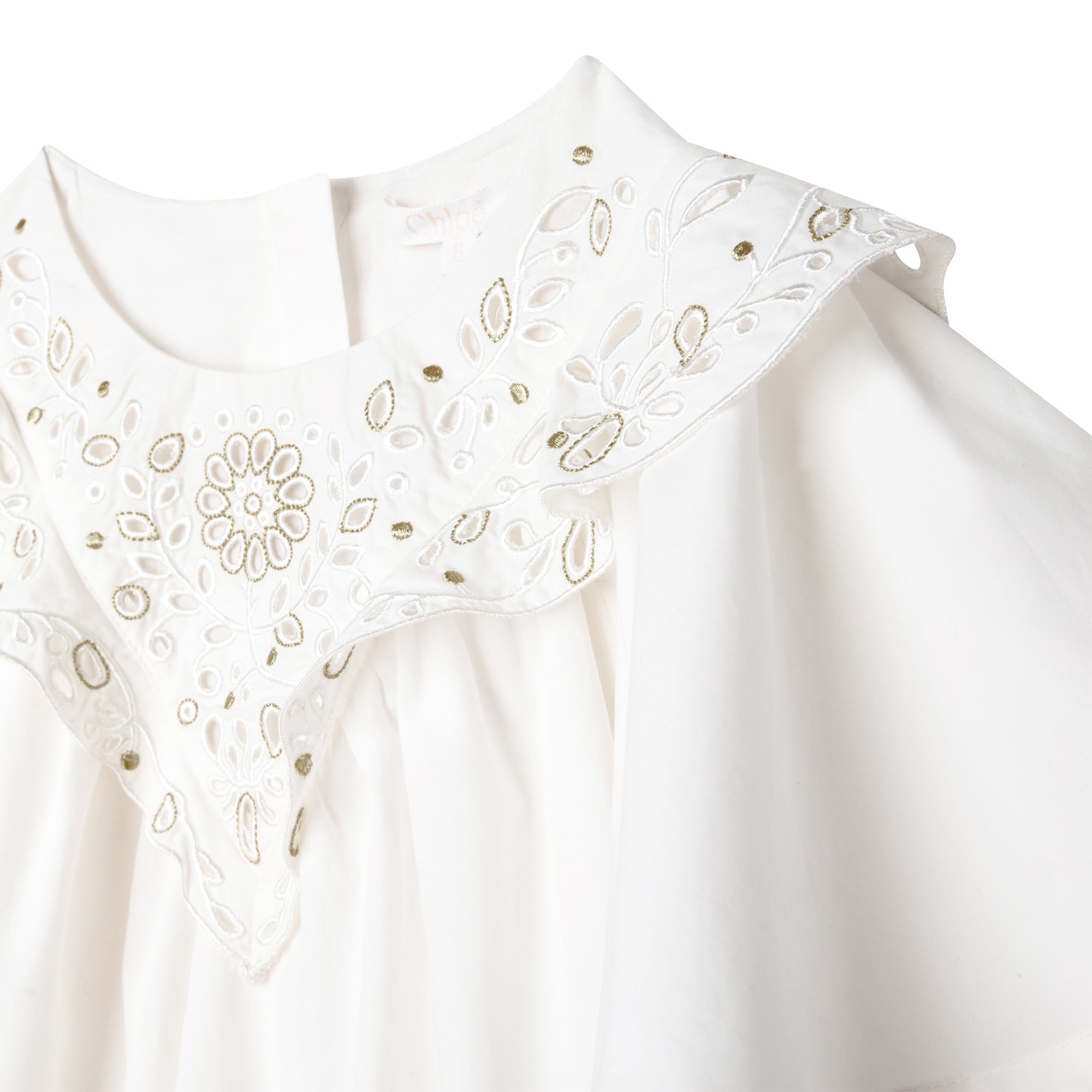 Blouse froncée en popeline de coton - Offwhite