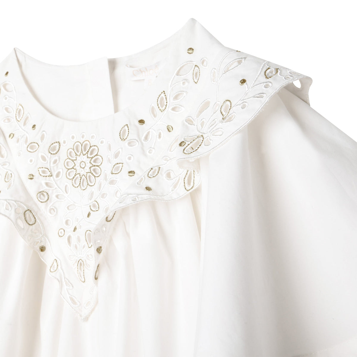 Blouse froncée et brodée - Offwhite