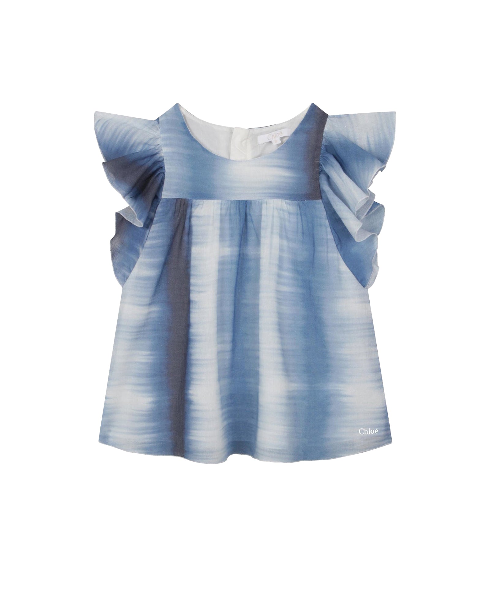 Blouse à imprimé allover en coton - Bleu Blanc