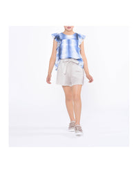 Blouse à imprimé allover en coton - Bleu Blanc