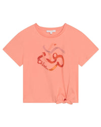 T-shirt à manches courtes imprimé rubans en coton - Light Peach