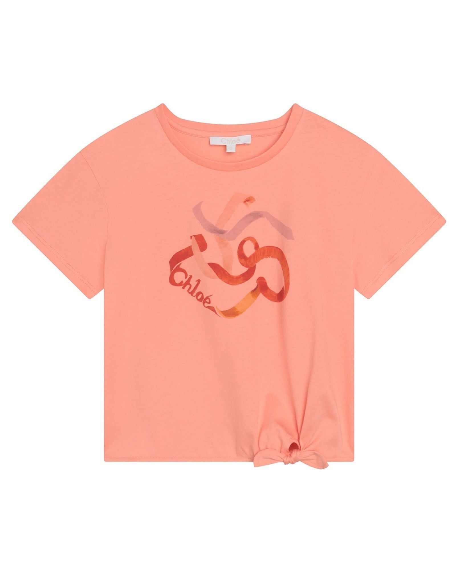 T-shirt à manches courtes imprimé rubans en coton - Light Peach