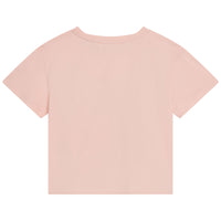 Cotton ribbon print short-sleeved T-shirt - Bois de Rose