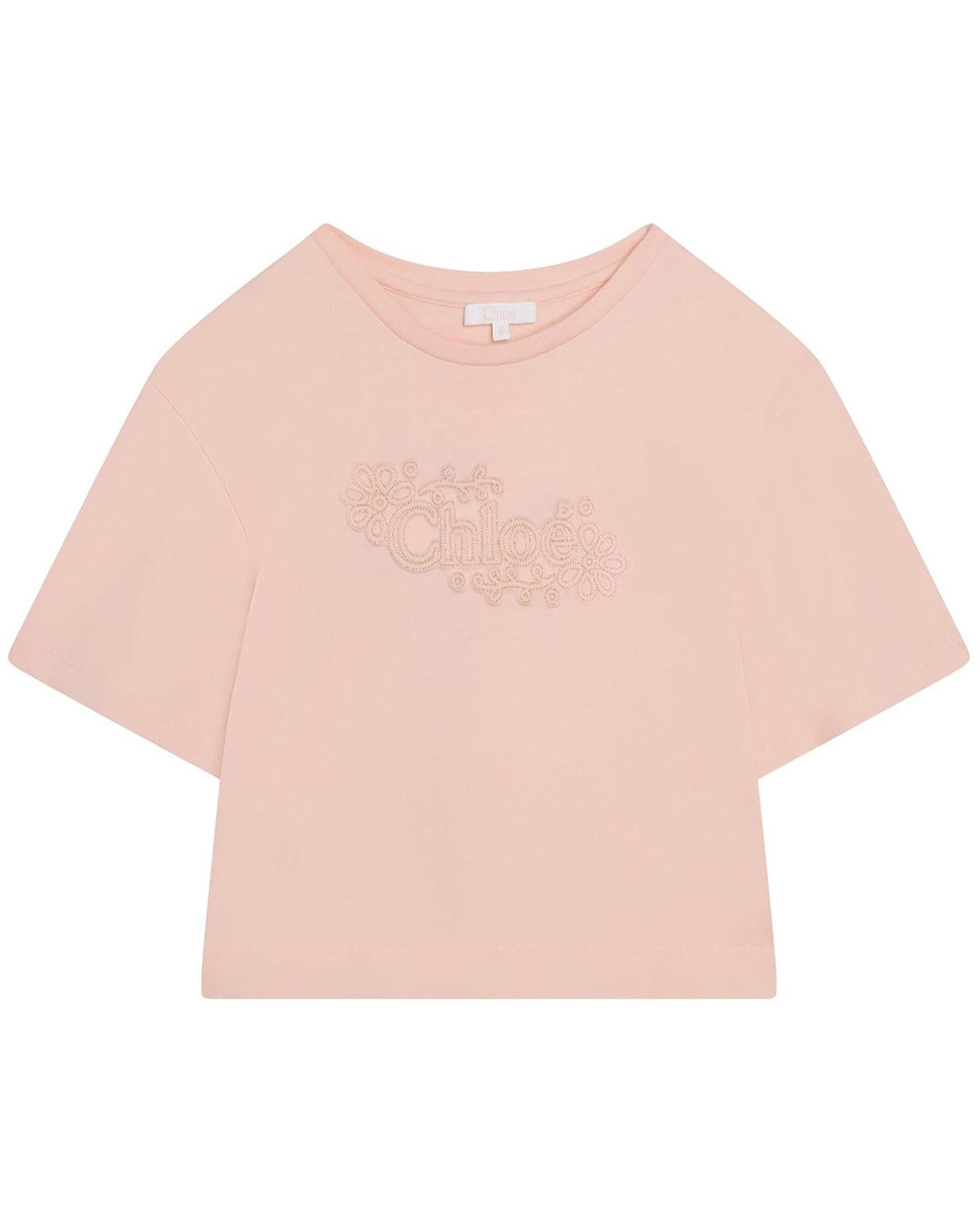 T-shirt manches courtes logo en borderies - Bois de Rose