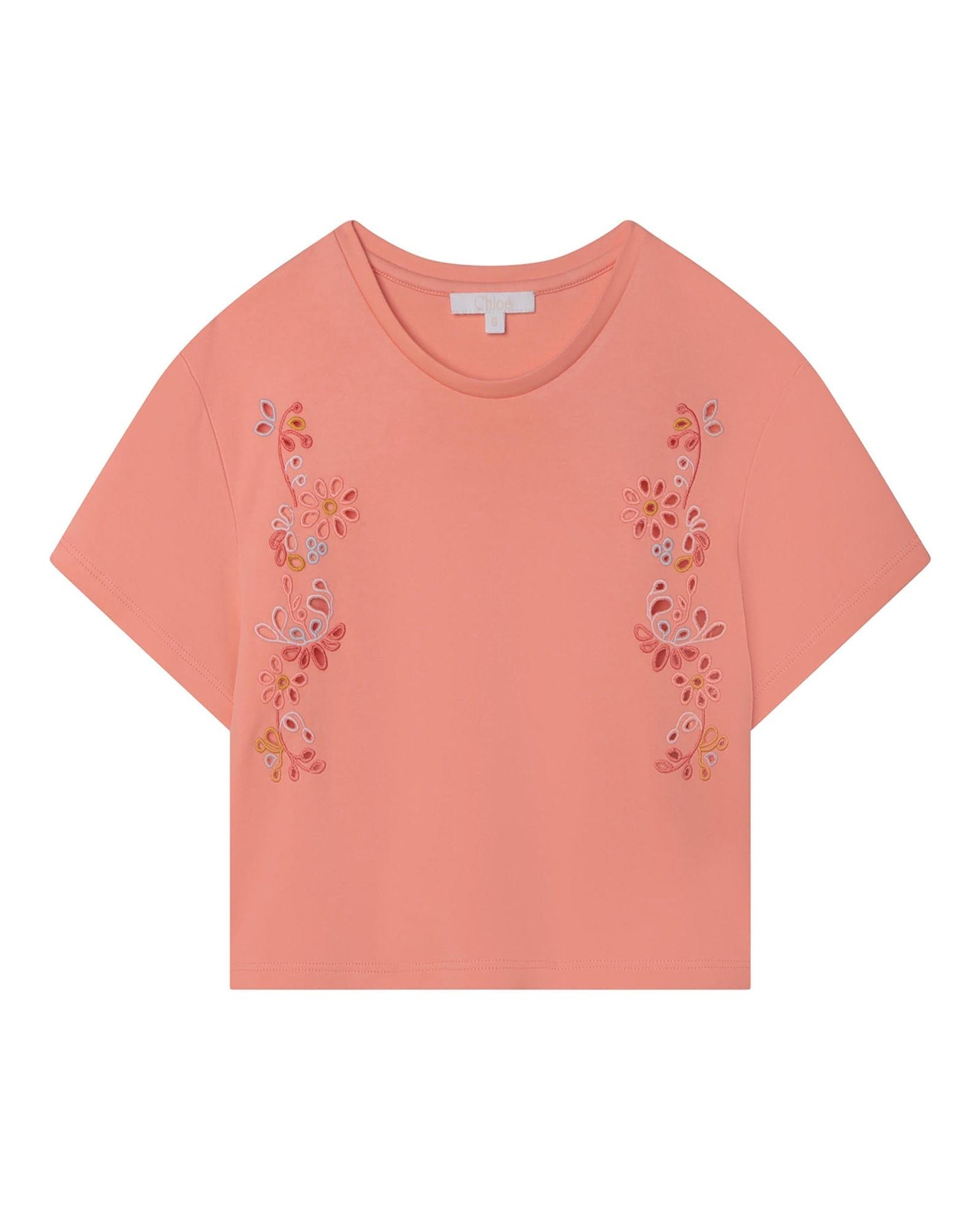 Short T-shirt with Chloé embroidery on the bottom - Light Peach