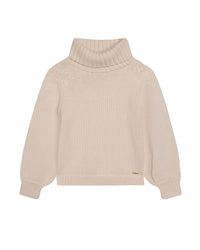 Pull col roulé en coton - Craie