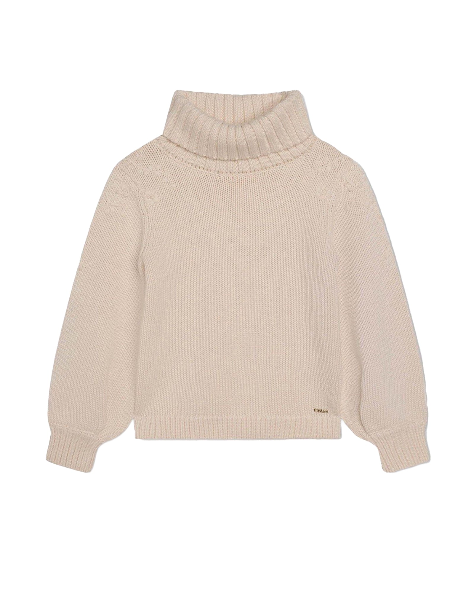 Pull col roulé en coton - Craie