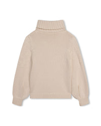Pull col roulé en coton - Craie