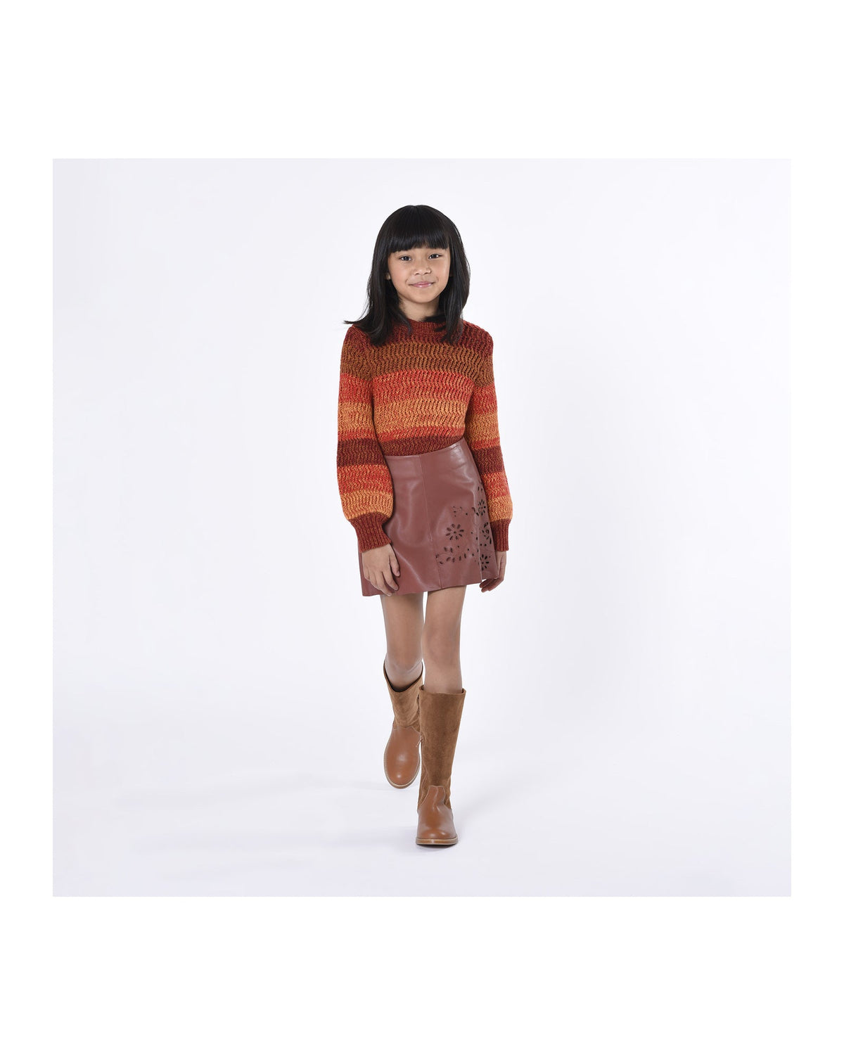 Pull en tricot dégradé - Bordeaux Orange