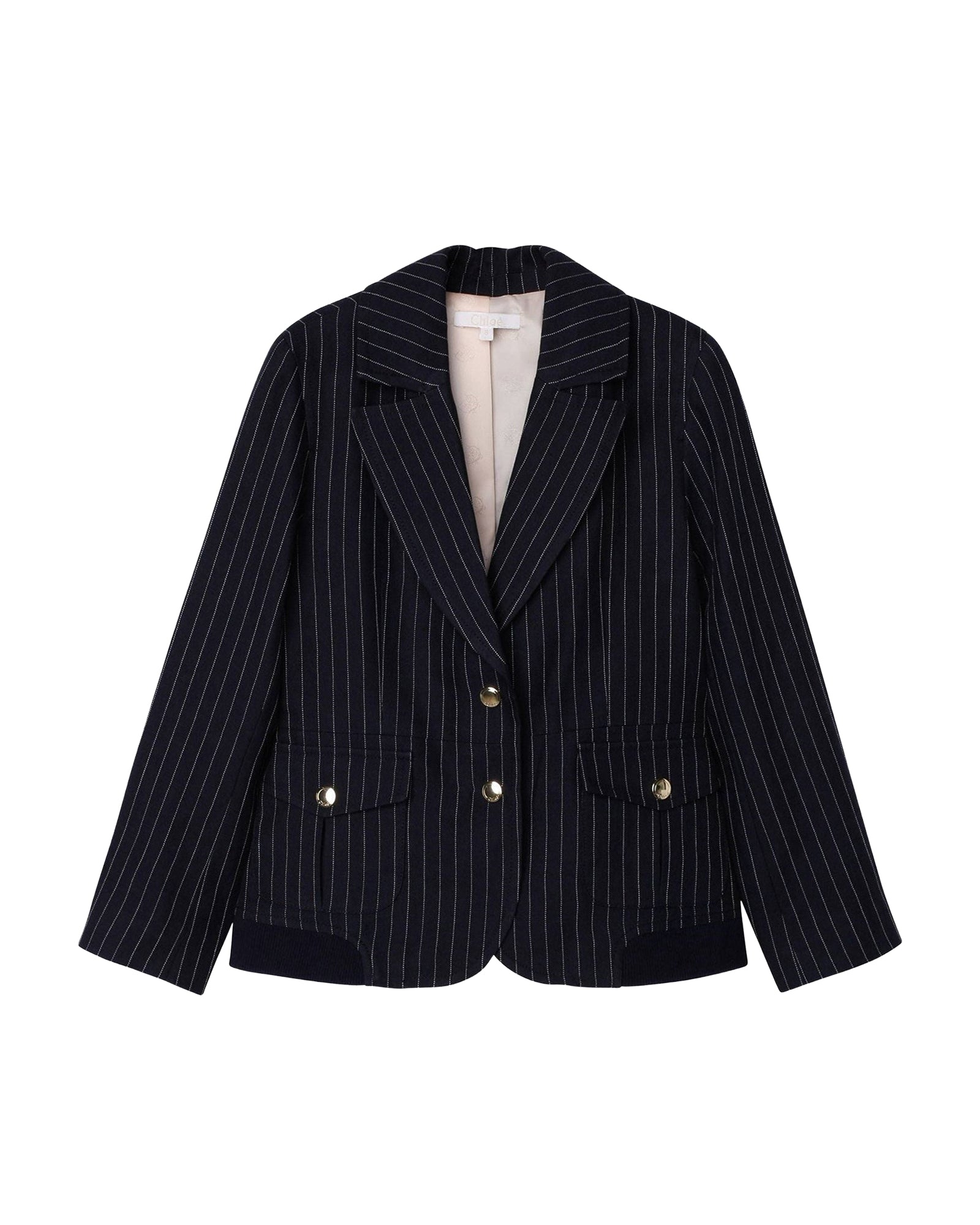 Veste de costume à rayure en lin - Bleu Amiral