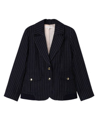 Veste de costume en lin et rayure tennis - Bleu amiral
