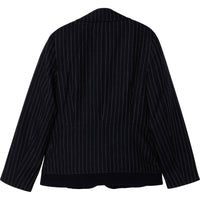 Veste de costume en lin et "rayure tennis" - Bleu Amiral