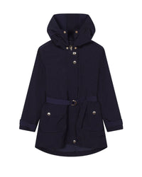 Coupe-vent déperlant à capuche en fibres recyclées - Bleu amiral