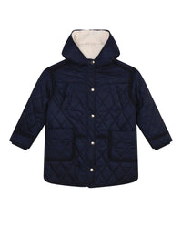 Long quilted padded jacket - Bleu Amiral