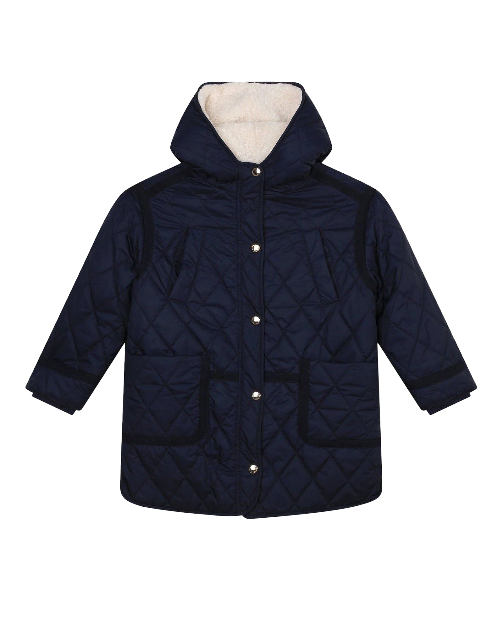 Long quilted padded jacket - Bleu Amiral