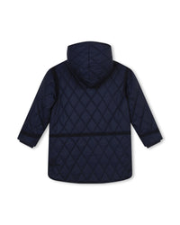 Long quilted padded jacket - Bleu Amiral