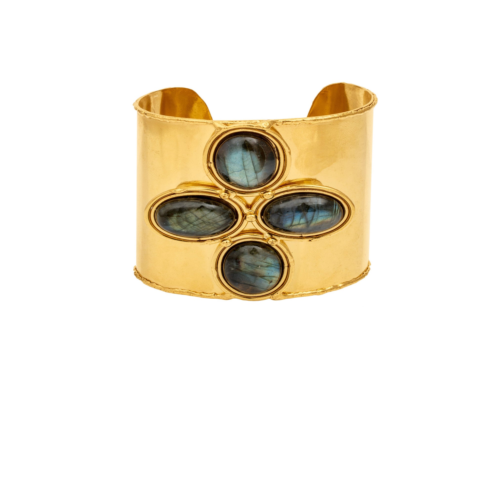 Manchette Olympe dorée à l'or fin et Labradorite - Gris