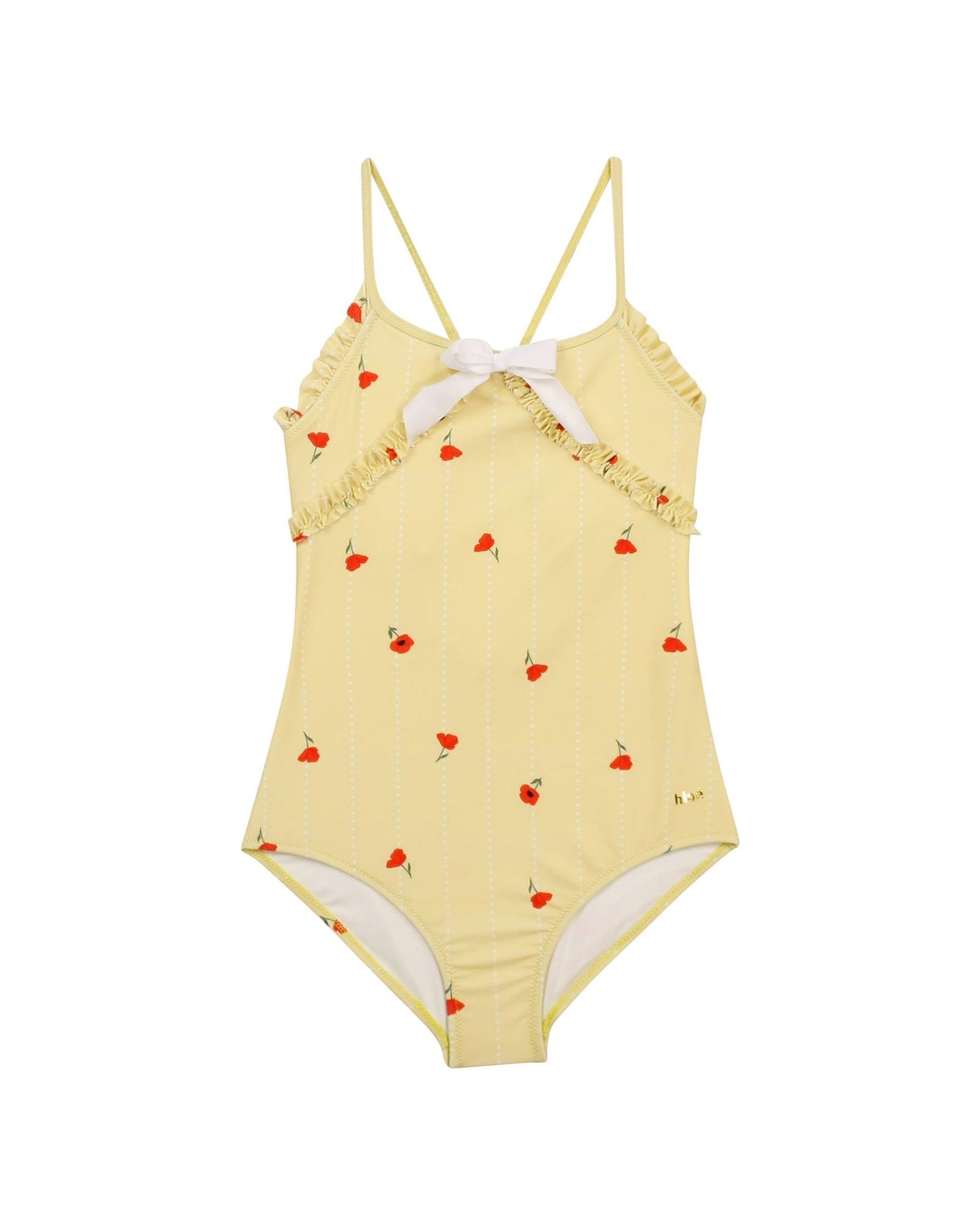 1-piece swimming costume with poppy print - Light Lime