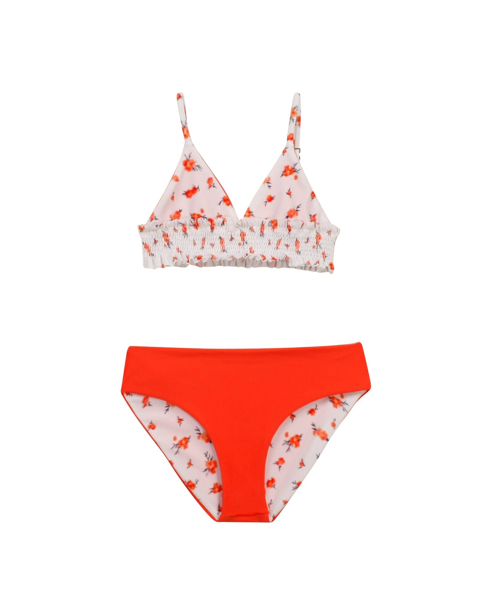 2-piece swimming costume with reversible panties - Flowers