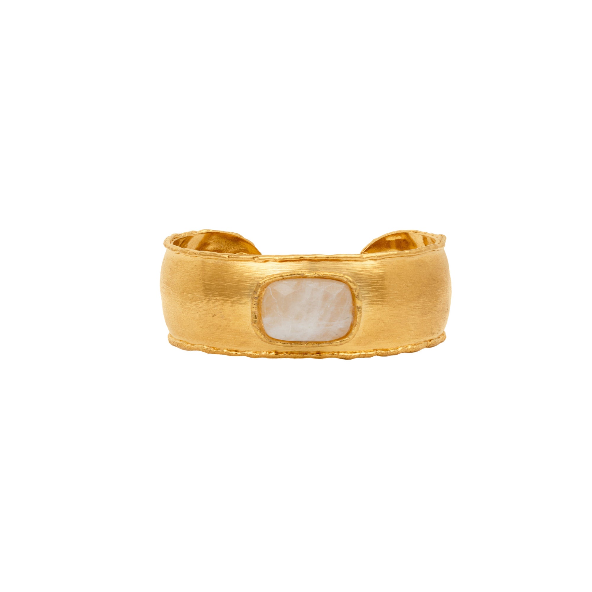 Manchette Mirage dorée à l'or fin et Moonstone - Blanc