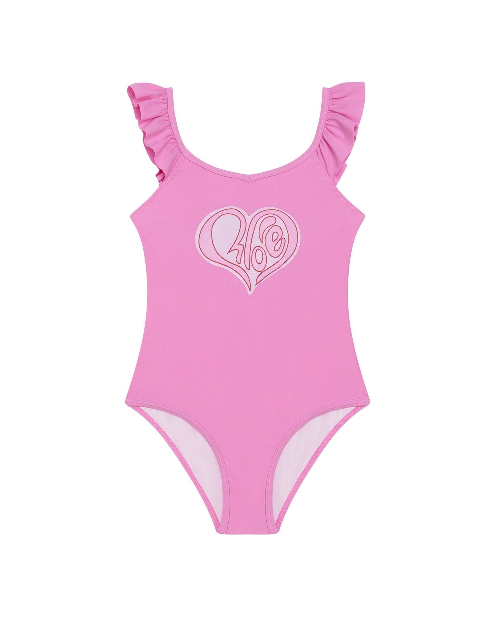 1-piece swimming costume with small ruffles - Cyclamen