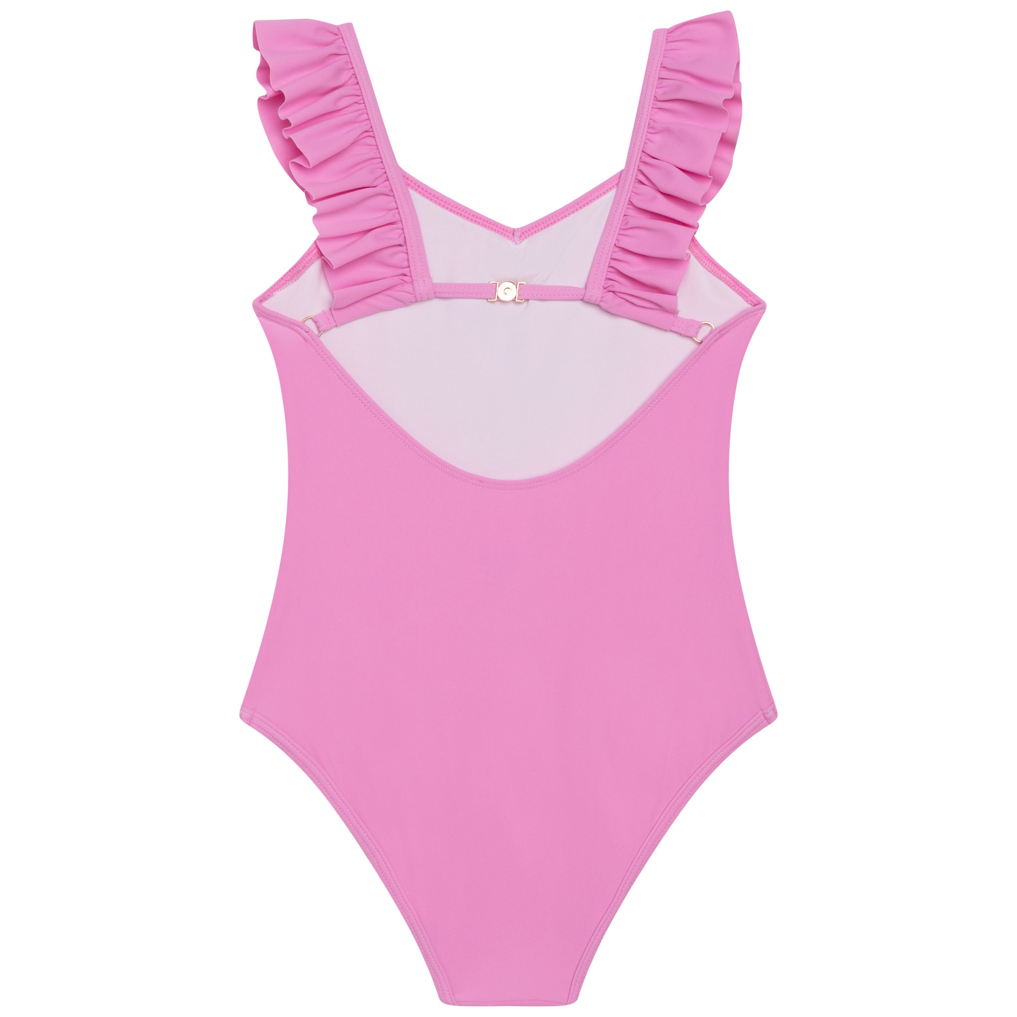1-piece swimming costume with small ruffles - Cyclamen
