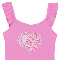 1-piece swimming costume with small ruffles - Cyclamen