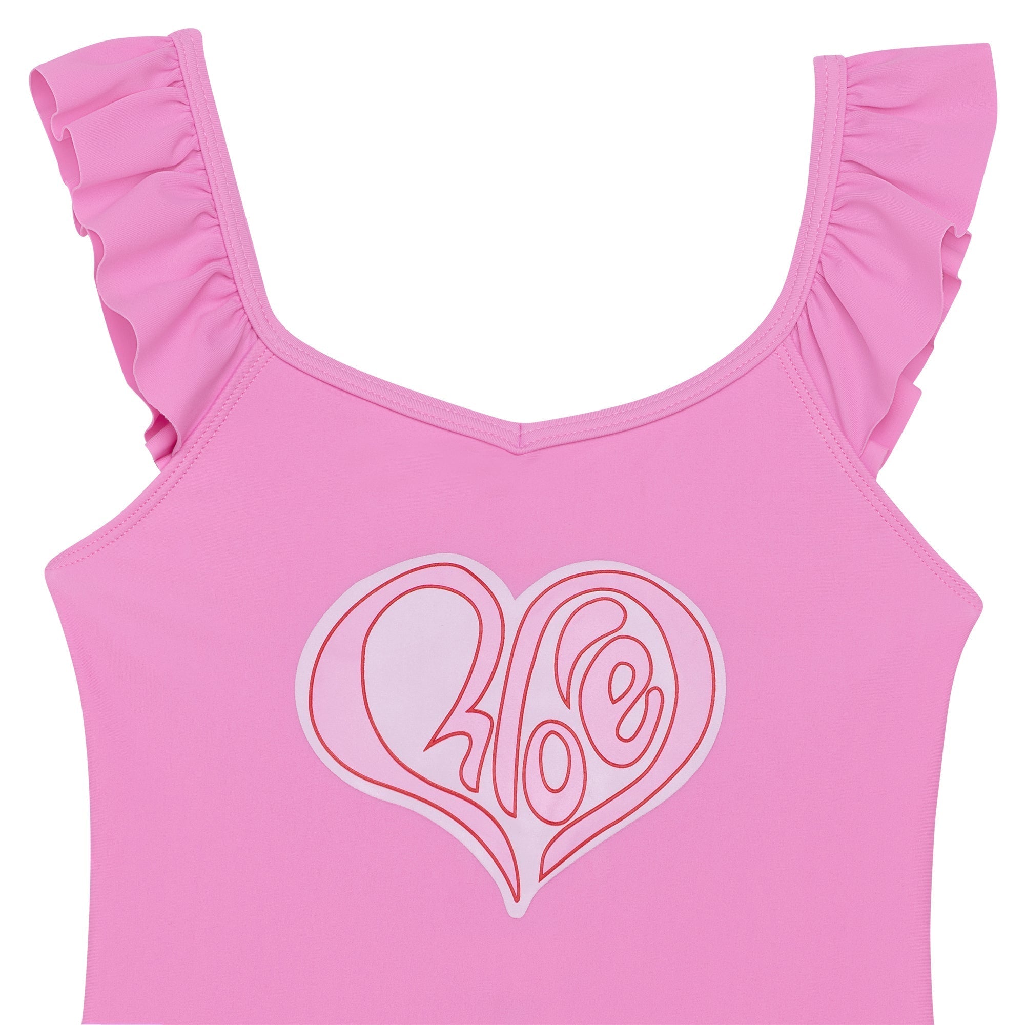 1-piece swimming costume with small ruffles - Cyclamen