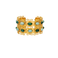 Cuff Otomane gilded in fine gold and multi-stone - Green