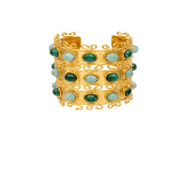 Cuff Otomane gilded in fine gold and multi-stone - Green