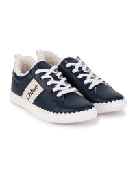 Baskets basses en cuir - Bleu Amiral