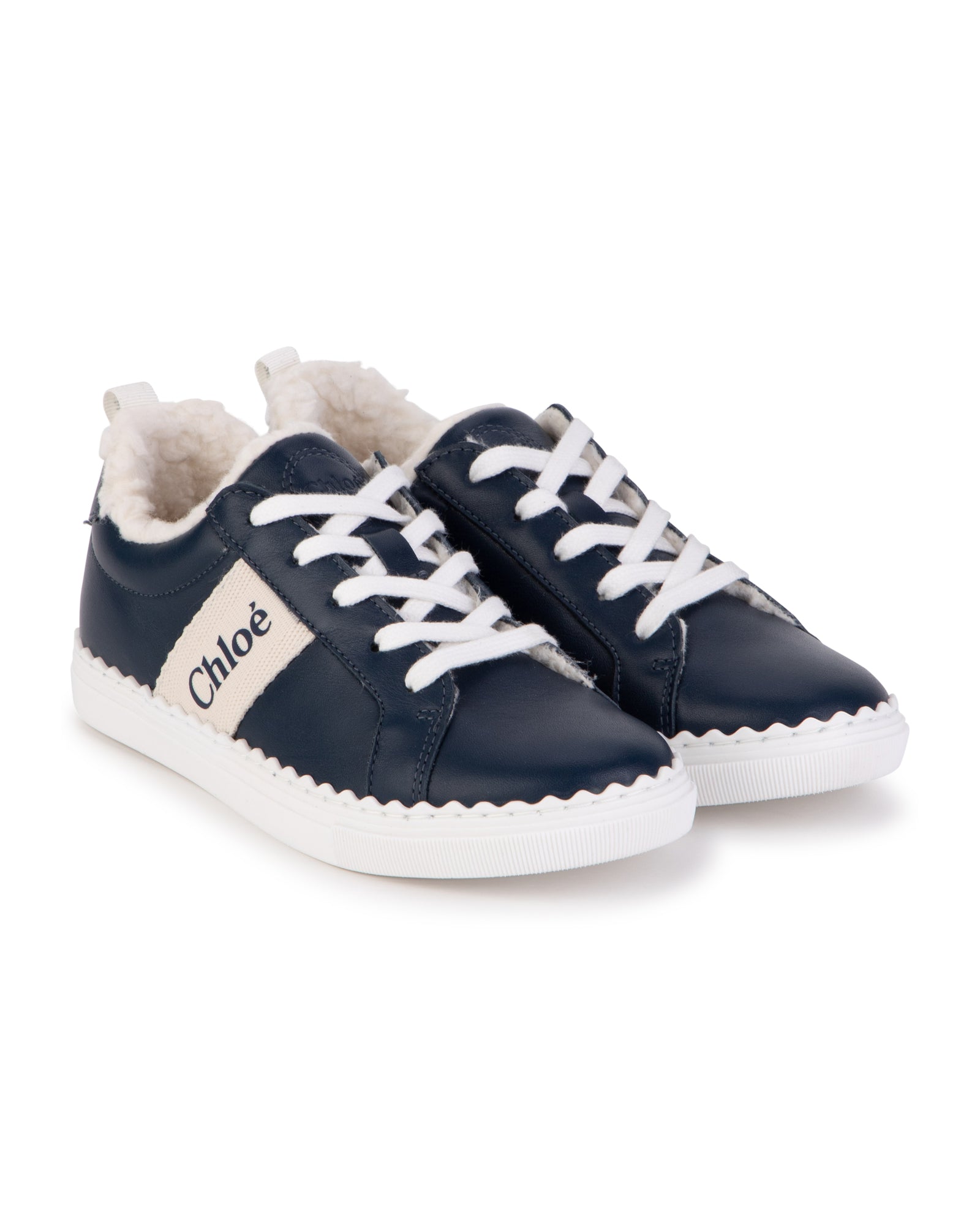 Baskets basses en cuir - Bleu Amiral