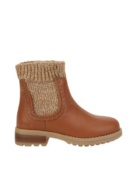 Bottines en cuir de vache et tricot - Roux