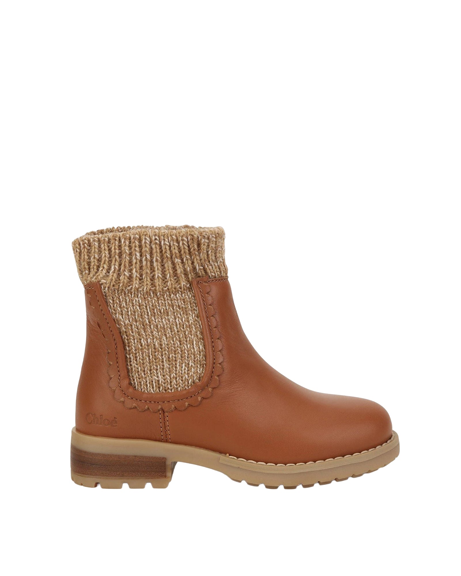 Leather and knitted booties - Roux