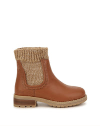 Bottines en cuir et tricot - Roux