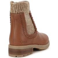 Bottines en cuir et tricot - Roux