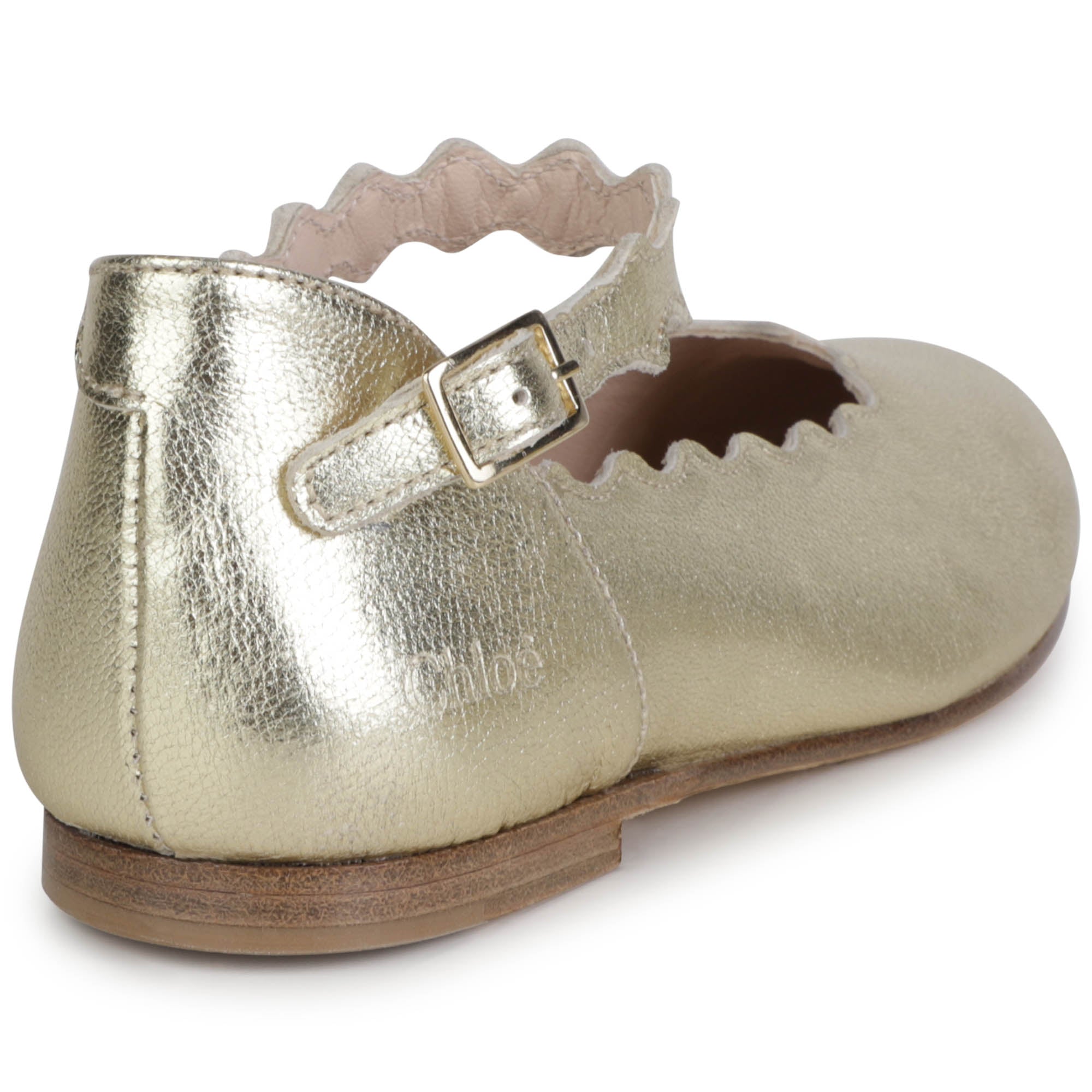 Ballerines avec découpe coquille en cuir - New gold