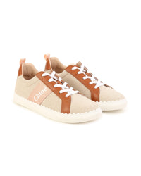 Baskets basses bi-matières - Beige Marron