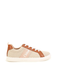 Baskets basses bi-matières - Beige Marron
