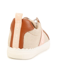 Baskets basses bi-matières - Beige Marron
