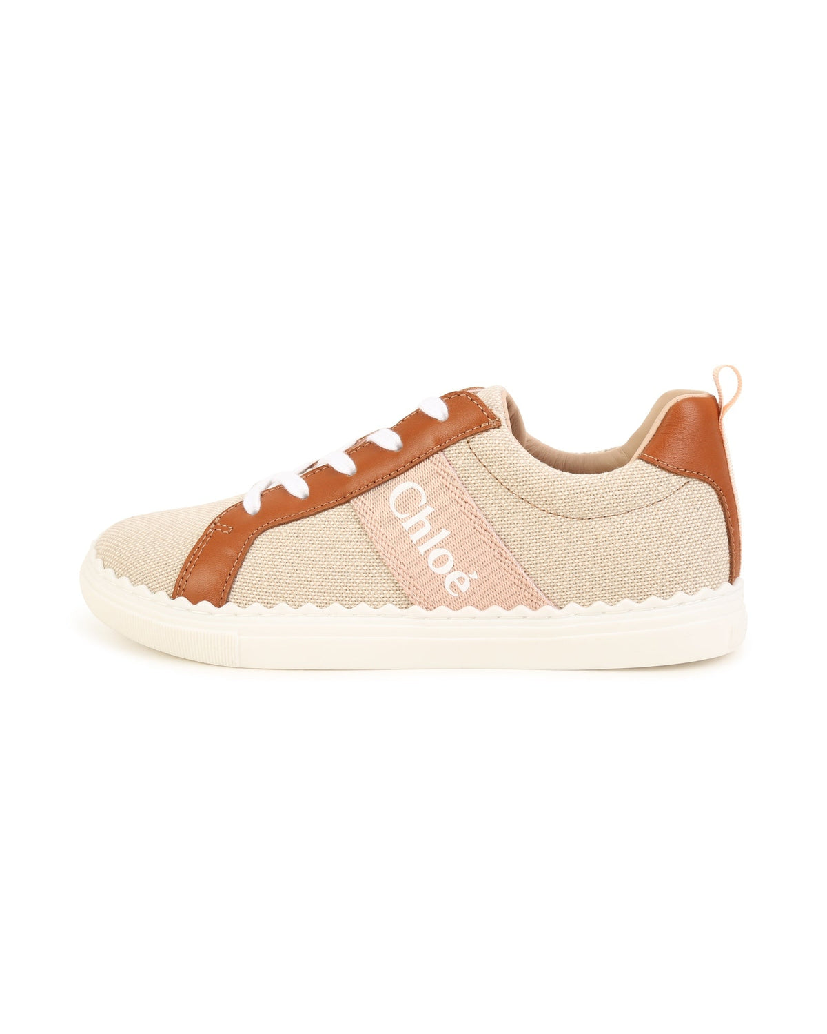 Baskets basses bi-matières - Beige Marron