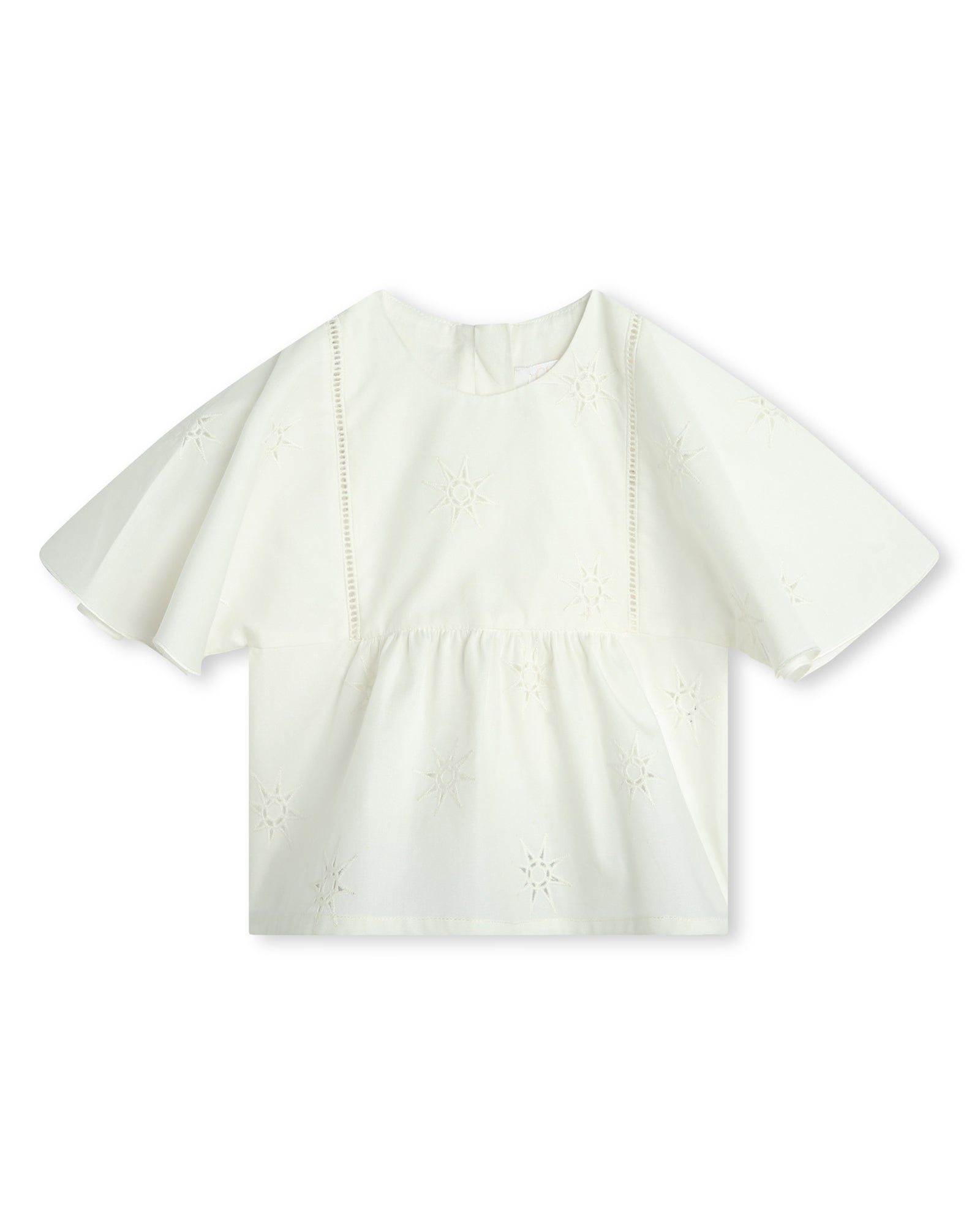 Blouse à manches courtes volantées - Offwhite