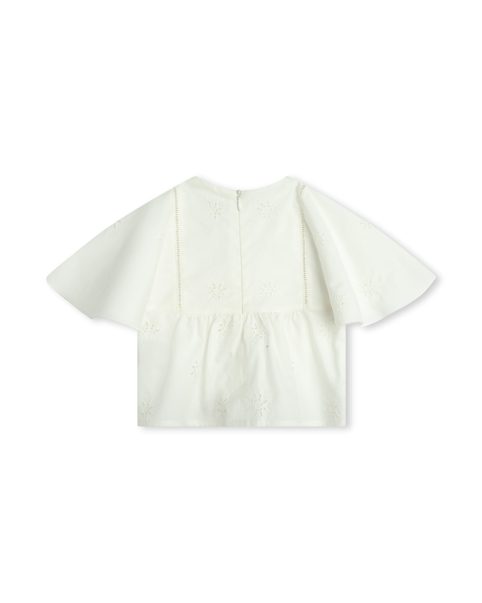 Blouse à manches courtes volantées - Offwhite