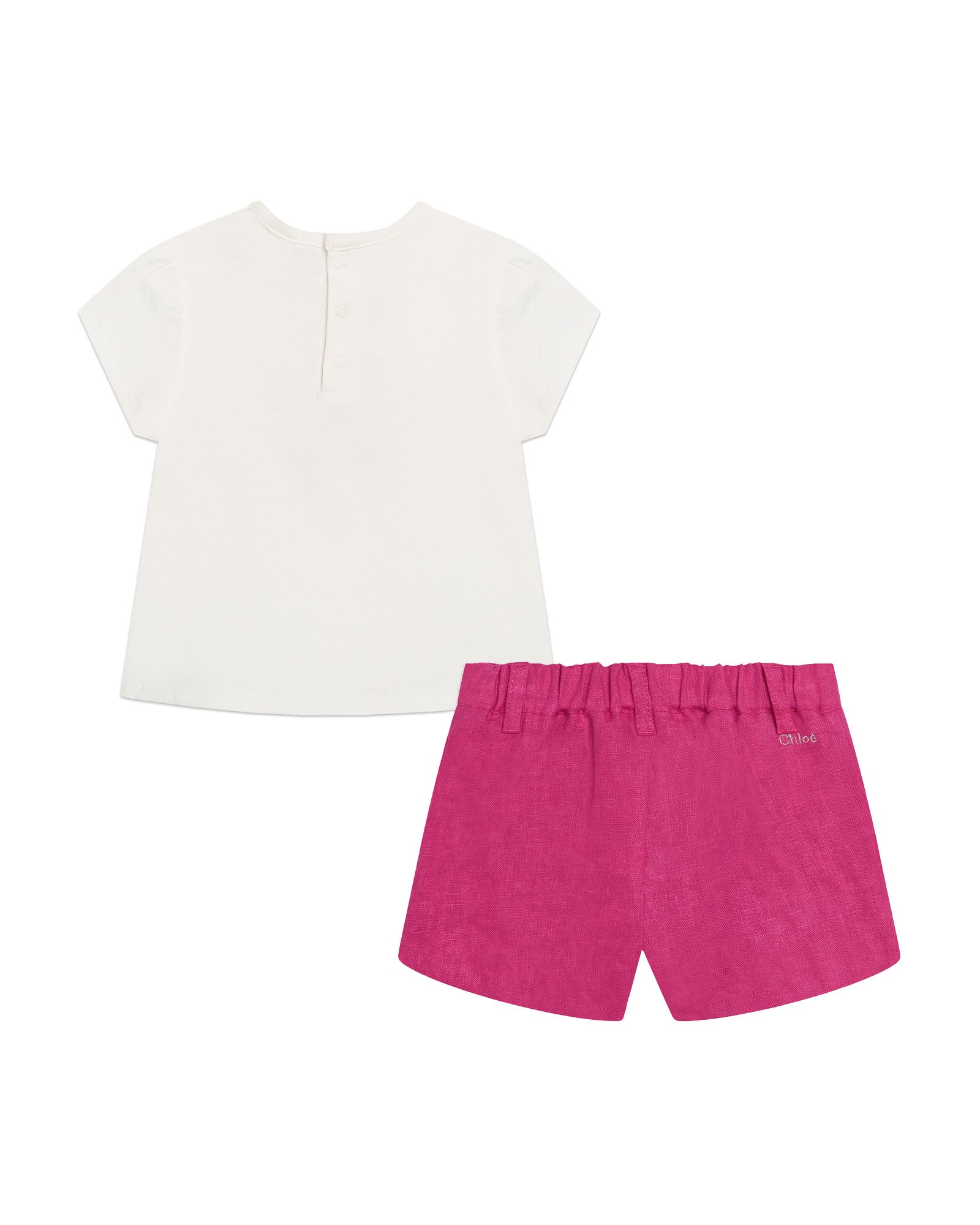 Ensemble t-shirt et short en lin - Blanc Rose