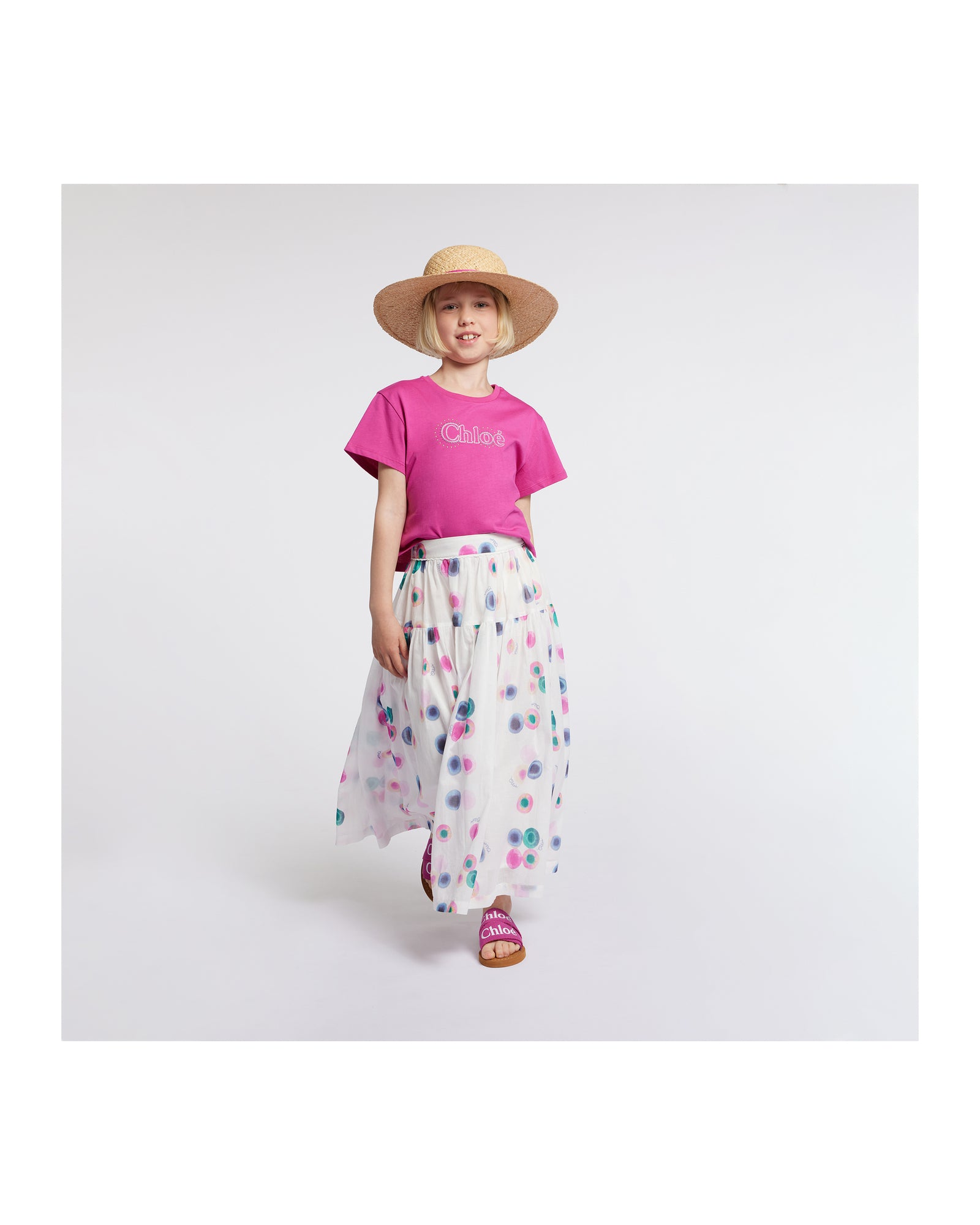 Raffia cape - Pink White