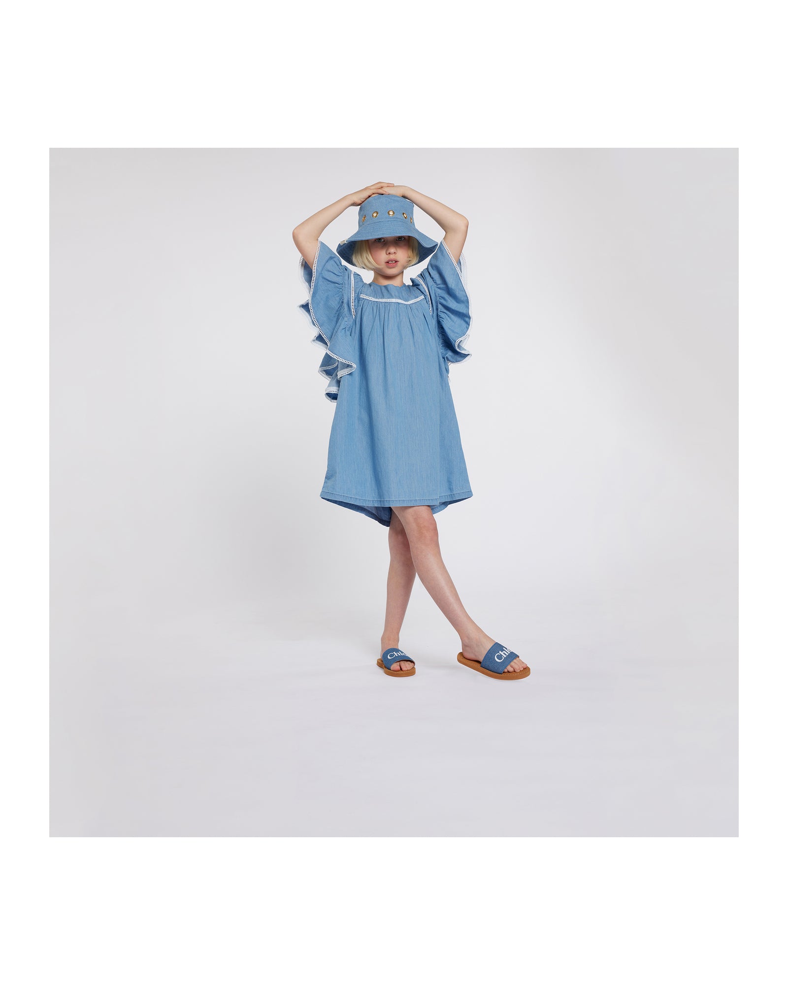 Bob imprimé doublé en polaire - Denim Blue