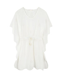 Cotton dress with an elasticated waist - Off White