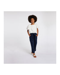 Pantalon en toile de lin - Bleu Amiral