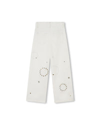 Trousers with embroidered pockets - Craie